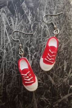 Sport shoe earrings for sport lovers. #nike #adidas #puma #newbalance #reebok Cute Low-top Sneakers For Gift, Cute Red Sneakers For Streetwear, Cute High-top Sneakers As Gift, Casual White Shoe Charms For Gifts, Casual White Shoe Charms For Gift, Casual White Shoe Charms As Gift, Handmade Casual Red Earrings, Handmade Red Casual Earrings, Shoe Earrings