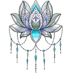 a drawing of a blue flower with beads