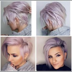 Short Edgy Bob Hairstyles, Ladies Short Hairstyles For Fine Hair, Short Assymetrical Bob Fine Hair, Asymetrical Haircut Edgy Pixie, A Line Pixie Haircut, A Symmetrical Pixie, Short Edgy Haircuts For Women, Asymetrical Haircut Edgy, Rose Gold Short Hair