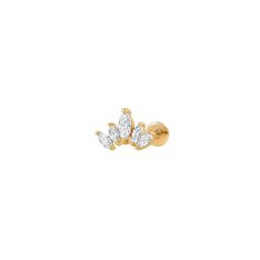 These Five Petal CZ Marquise Flat Back Stud Earrings will add a touch of glamour to your look. Beautifully handmade and unique, they feature sparkling CZ stones for a stylish finish. Details: Sold individually Hypoallergenic and always nickel-free 18K gold/white gold plated on 925 Sterling Silver Front Size: 8.5mm x 5.7mm Bar length: 8mm Bar gauge (thickness): 18G (1.0mm) Bar type: Flat Back/Labret Labret's diameter: 4mm Labret's thickness: 0.67mm Internally Threaded Simple & stylish design Beau Gold Cluster Jewelry With Sparkling Stones, Dazzling Gold Cluster Earrings, Gold Marquise Earrings For Party, Gold Teardrop Earrings With Stones, Conch And Helix Piercing, Unique Piercings, Diamond Piercing, Back Piercings, Flower Flat