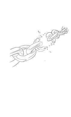 a line drawing of a chain being pulled by a person on a skateboard in the air