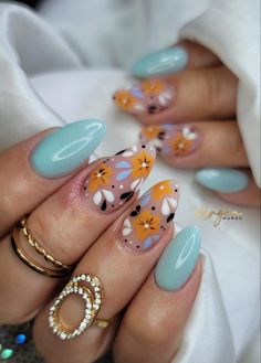 July Nails, Cute Gel Nails, Short Acrylic Nails Designs, Get Nails, Floral Nails, Fancy Nails, Short Acrylic Nails, Best Acrylic Nails, Flower Nails