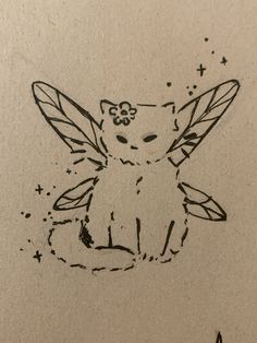 a drawing of a teddy bear with wings