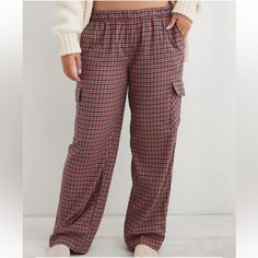 New Aerie Xxl Flannel Cargo Skater Pajama Pants Red Blue Tan Plaid Pockets Soft Loungewear Fall Winter Pajamas Sleepwear New/Nwt Description Is In The Photos. I Am Here And Happy To Help With Any Questions You Have. Comes From A Smoke Free Home. 55% Cotton 45% Viscose Machine Wash Lay Flat Measurements Are Approximately Length 45” Inseam 31” Rise 12” Waist (Elastic, Not Stretched) 20” Size Xxl Make Me An Offer. Bundle With Other Items For A Better Price And One Shipping Cost. Open To All Offers! Weekend Sweatshirt, Sleep Clothes, Winter Pajamas, Tan Plaid, Pajama Pant, Quarter Zip Sweatshirt, Boyfriend T Shirt, Mens Outfitters, New Tops