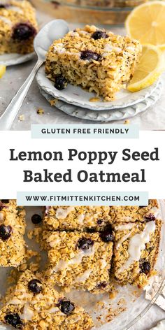 lemon poppy seed baked oatmeal on a plate