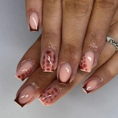 Color: AA5 Brown Nail, Easy Nails, Short Square Nails, Her Nails, Leopard Nails, Short Square Acrylic Nails, Brown Nails, Stick On Nails, Square Acrylic Nails