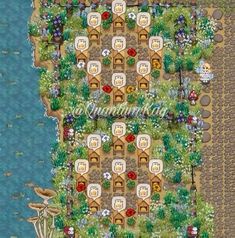 an image of a garden map with lots of plants and flowers on it's sides