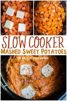 slow cooker mashed sweet potatoes with text overlay