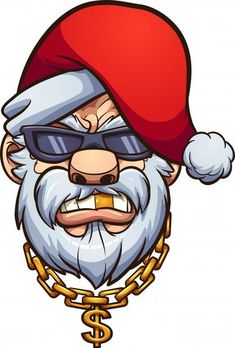 an angry cartoon santa claus wearing sunglasses and a red hat - christmas seasons / holidays