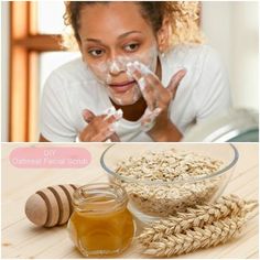 Face Scrub At Home, Honey Face Scrub, Oatmeal Face Scrub, Scrub Recipe Diy, Face Scrub Recipe, Diy Oatmeal, Diy Face Scrub