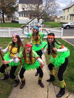 4 People Halloween Costumes, Teenage Mutant Ninja Turtles Halloween Costume, Teenage Mutant Ninja Turtles Costume, Funny Group Halloween Costumes, Costumes For Teenage Girl, Turtle Costumes