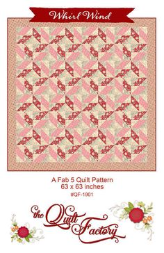 an old fashion quilt pattern with roses and leaves on the front, in pink tones