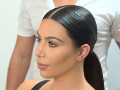 Kim Kardashian Hair, Kardashian Hair, Sleek Ponytail Hairstyles, Low Bun Hairstyles