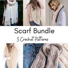 the scarf bundle includes 5 crochet patterns