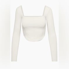 Sold Out Online Size Medium Never Been Worn And Tags Still Attached. White Fitted Chic Crop Top, White Square Neck Top For Party, Chic Fitted Crop Top For Day Out, Fitted Chic Crop Top For Day Out, Fitted Square Neck Crop Top, White Square Neck Crop Top For Day Out, Trendy White Square Neck Crop Top, Feminine Fitted Crop Top For Day Out, White Square Neck Crop Top