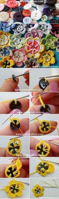 the instructions for how to crochet an ornament with yarn and buttons