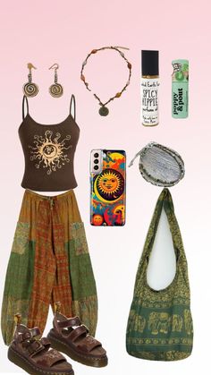 Hippie Outfit Inspo, Boho Hippie Outfits, Boho Fits, Hippie Clothing, Summer Attire, Swaggy Outfits