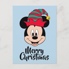 a mickey mouse christmas card with the words merry christmas on it