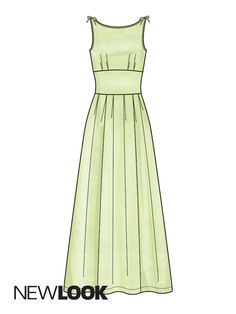 a drawing of a green dress on a white background with the words new look written below it