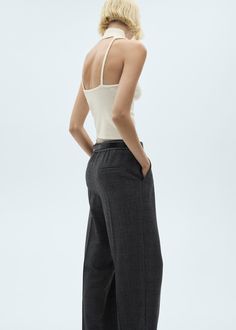 Open back knitted top - Women | MANGO USA Knitted Top, Suit Vest, Top Women, Wide Straps, High Collar, Open Back, Knit Top, Knitted Fabric, Mango