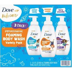 Dove Kids Care Foaming Body Wash, Variety Pack (13.5 fl. oz., 3 pk.) Size: 13.5 fl oz. Sulfate Free Body Wash, Berry Cookies, Foaming Body Wash, Smoothies For Kids, Best Fragrances, Daily Skin Care Routine, Daily Skin Care, Foam Cleanser, Variety Pack