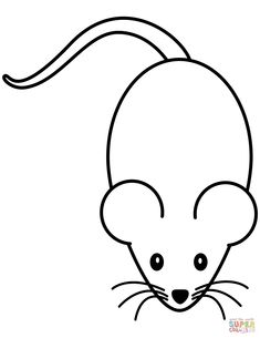 a mouse that is drawn in black and white, with the outline of it's face