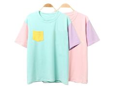 Melanie Martinez Style, Shirts Kawaii, Mode Harajuku, Pastel Tops, Color Block Shirts, Color Block Tee, Imagine Dragons, Looks Chic, Harajuku Fashion