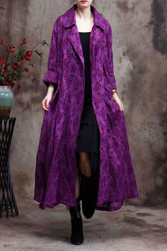 #trenchcoat #purple #lace #overcoat Embroidered Long Sleeve Purple Outerwear, Embroidered Purple Long Sleeve Outerwear, Purple Embroidered Long Sleeve Outerwear, Purple Long Sleeve Embroidered Outerwear, Lace Overcoat, Purple Trench Coat, Plus Size Trench Coat, Kimono Design, Calf Sleeve