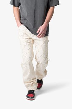 the V623 Cargo Net Baggy Pants is designed with our updated V fit which is more relaxed throughout than our initial V fit, featuring a rinse wash, constructed from 100% cotton denim, cotton tonal mesh overlay throughout, and finished with traditional denim details. details relaxed fit throughout* 100% cotton extended inseam model is 6’1, 140 lbs and wears a size 30 *note: this style is not constructed with stretch or spandex Initial V, Cargo Net, 140 Lbs, Mesh Overlay, Baggy Pants, Baggy Pant, Denim Patchwork, Denim Cotton, Denim Details