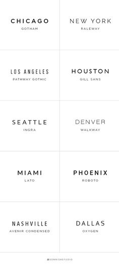 six different font styles for the new york city subway station, which are also in black and white