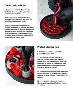 the instructions for how to make an edible dish with raspberries and other fruits