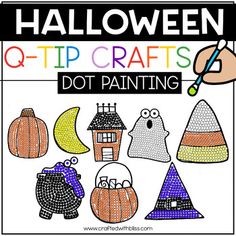 halloween q - tip crafts dot painting for kids to color and paint on the paper