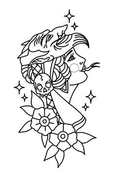 a cartoon girl with flowers and stars on her head