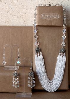 The Necklace, Necklace And Earring Set, Seed Bead Necklace, Seed Bead Jewelry, White Beads, Jewelry Patterns