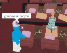 a cartoon character standing in front of a screen with the caption grandma is that you