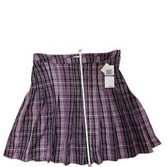 Junior Xl High Waist Pleaded Short Mini Skirt, 100% Polyester Fitted Purple Tennis Skirt, Purple Fitted Tennis Skirt, Casual Purple Pleated Bottoms, Purple Pleated Mini Tennis Skirt, Casual Purple Pleated Mini Skirt, Fitted Purple Tennis Skirt For Summer, Purple Lined Mini Tennis Skirt, Purple Pleated Skirted Skort, Casual Purple Pleated Tennis Skirt