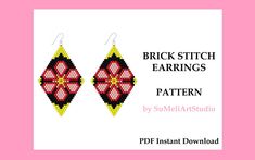 "Red flower earrings pattern, Floral seed bead earrings pattern, Brick stitch earring pattern, Mother's Day earrings pattern, Beading pattern, PDF Digital download. PLEASE NOTE:  it is a listing for a PDF pattern file, not the finished items! I sell only the pattern here, not included step-by-step tutorial! There is no instruction how to do! The pattern is intended for those who have experience with Brick Stitch. This is a DIGITAL product, no physical goods will be sent! (Materials are NOT inclu Red Flower Earrings, Beautiful Beaded Earring, Brick Stitch Earrings, Beaded Earrings Patterns, Brick Stitch, Earring Patterns, Seed Bead Earrings, Flower Earrings, Red Flowers