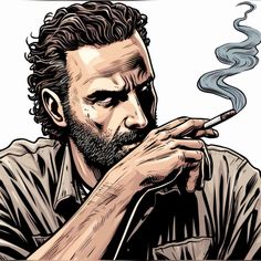 Twd Comic Panels, Twd Painting, Rick Grimes Drawing, Rick Grimes Fanart, Rick Grimes Icons, Rick Grimes Comic, Twd Icon, Rick Grimes Hot