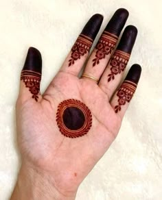 a person's hand with henna tattoos on it