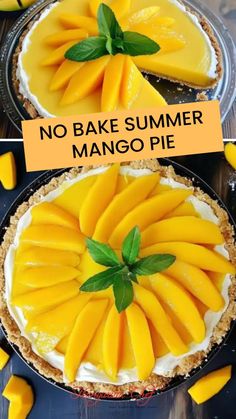 no bake summer mango pie with text overlay