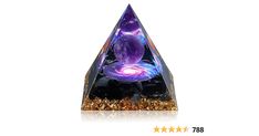 a purple and black triangle shaped object with gold glitter