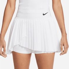 Brand New With Original Tags Sz Xl Description Get Into The Action With Our Nike Women`S Advantage Court Dri-Fit Pleated Tennis Skort. This Tennis Skort Has A Stylish Wrap-Around Pleat Design And Is Made With Stretchy Lightweight Fabric. They Also Have Built-In Shorties For Extra Coverage And Are Equipped With Dri-Fit Technology To Keep You Cool And Collected On The Court. Pair This Skort With Your Favorite Nike Top And You Will Have A Killer Outfit For Your Next Match. Technical Benefits: Dri-F White Pleated Tennis Skirt, Nike Skirt, Club Skirts, Womens Skorts, Pleated Tennis Skirt, Tennis Skirts, Tennis Skort, Golf Skirts, Nike Flex