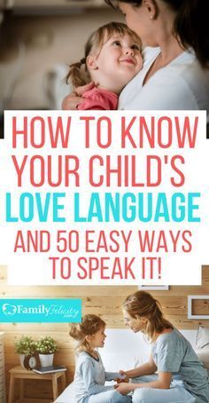 two women and a child sitting on a bed with the words how to know your child's love language and 50 easy ways to speak it