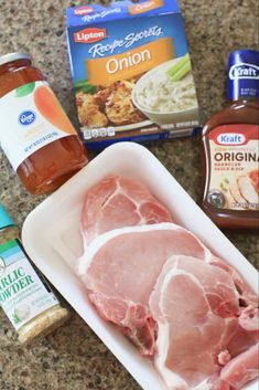 the ingredients to make this dish include pork, broth, onion and seasoning