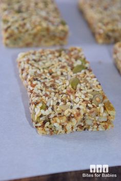 some kind of granola bar sitting on top of a table