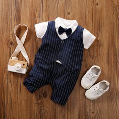 Gentleman Tie Bodysuit for Baby Boy Children's clothing wholesale - PrettyKid Clothes For Church, Style Gentleman, Baby Kostüm, Gentleman Outfit, Romper Suit, Baby Jumpsuit, 6 Month Baby, Baby Boy Romper