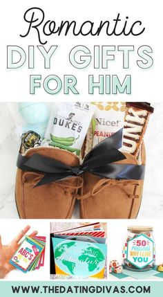 the text romantic diy gifts for him is shown