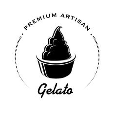 the logo for gelato, which is made with black and white ink on a white background