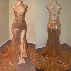 Mermaid Gown Prom, Gold Prom, Prom Girl Dresses, Spaghetti Strap Prom Dress, Sequin Evening Dresses, Sequin Prom Dresses, Dresses Mermaid, Dresses Homecoming, Dresses Bridesmaid