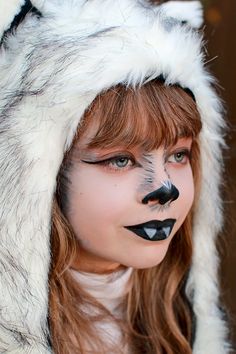 Kid Werewolf Makeup, Arctic Fox Costume, Wolf Costume Makeup, Diy Wolf Costume, Girls Wolf Costume, Girl Werewolf Costume, Wolf Costume Women, Wolf Costume Kids